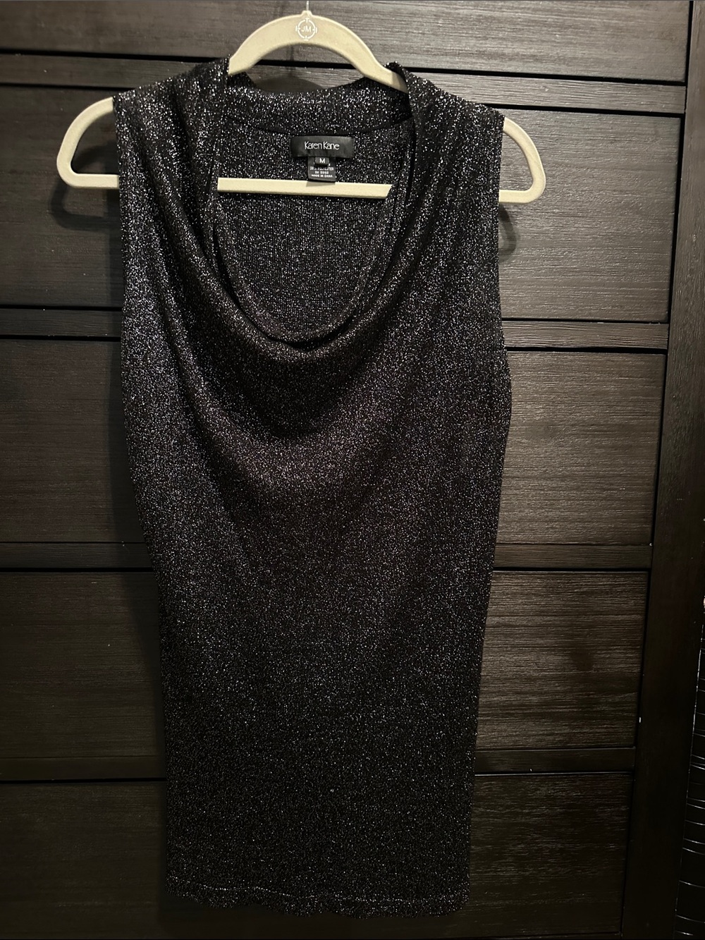 Karen Kane Black Metallic Cowl Neck Tank